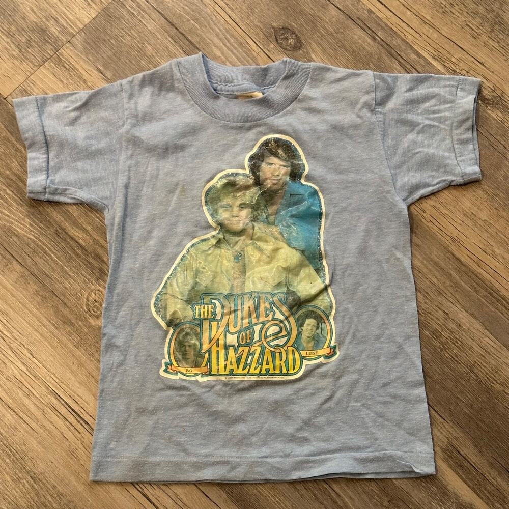 Vtg 70s The Dukes of Hazzard T-Shirt Blue 1979 Movie Shirt Size 5-6 Kids